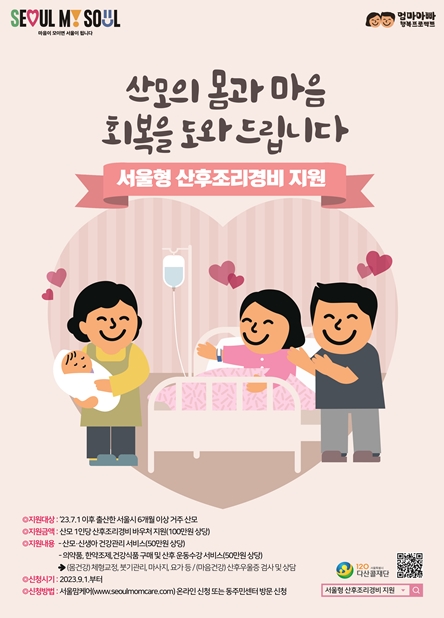 서울시, 9월 1일부터 모든 산모에 `산후조리경비`...100만원 상당 바우처 지원 기사 이미지