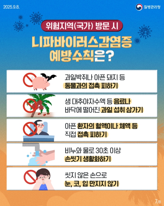 질병관리청, 니파바이러스감염증 제1급 법정감염병 및 검역감염병으로 신규 지정 기사 이미지