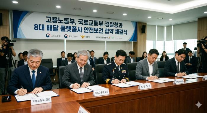 정부·8대 배달 플랫폼사, 배달 종사자 안전보건 협약 체결