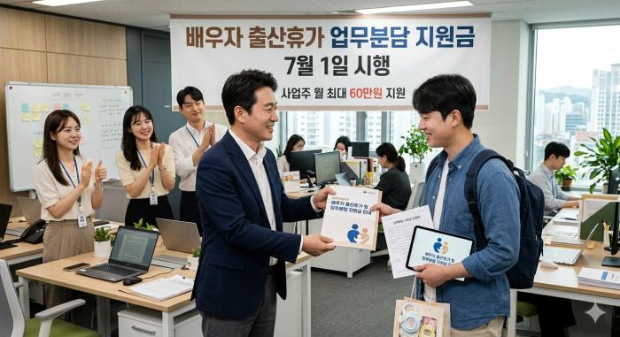 배우자 출산휴가 업무분담 지원금 7월 1일 시행…사업주 월 최대 60만원 지원